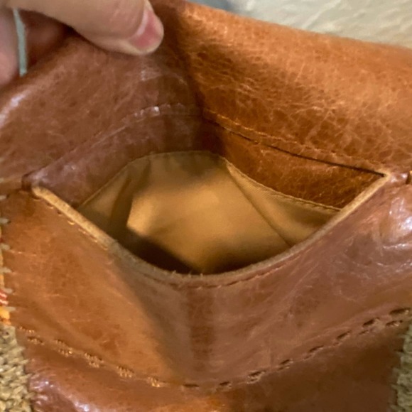 The Sak Leather Crossbody Hobo Style Brown & Coral Summer Purse Bag - Picture 11 of 15